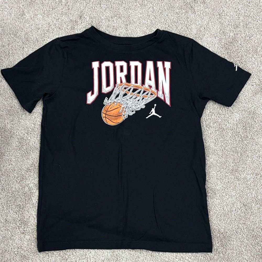 Jordan Kids Black Tee with Basketball Graphic